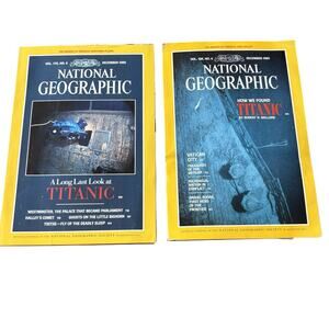Pair Titanic National Geographic Magazine December 1985 Vol 168 + 1986 Vol 170